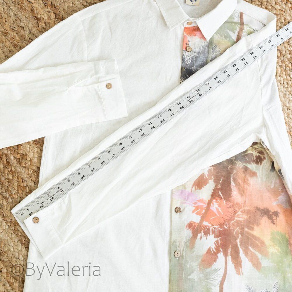 2 Hardaddy 100% Cotton Button Up M Long Sleeve Shirts Palm Tree Tropical Resort - Picture 11 of 16